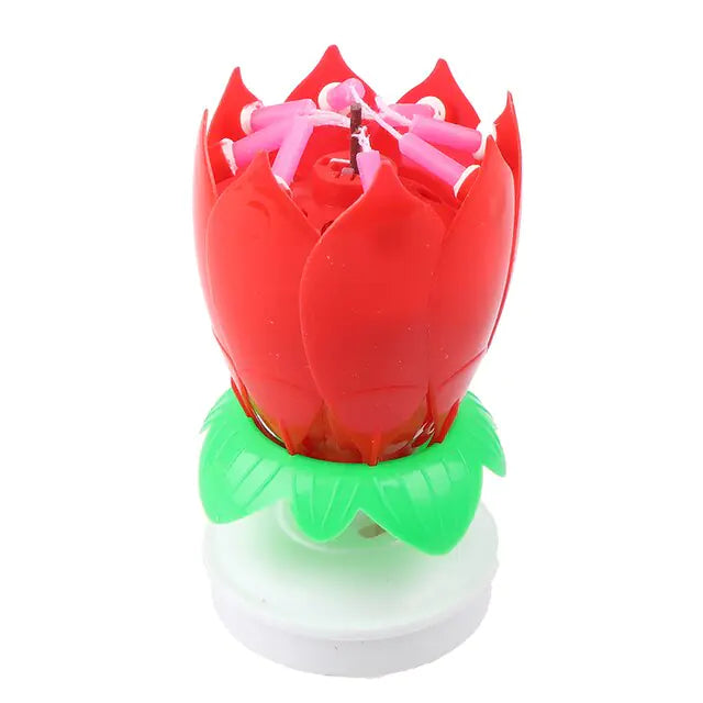 Lotus Music Birthday Candle Red