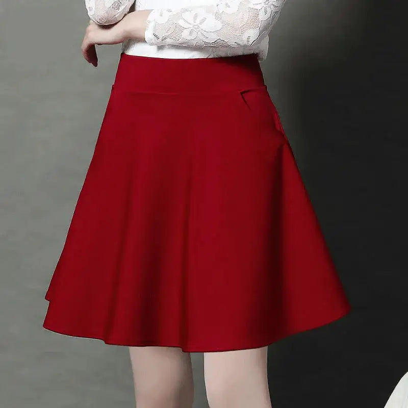Elegant Skirt with Pockets Red Short L