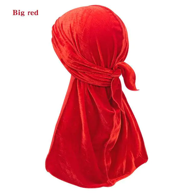 Solid Color Velvet Long Tail Durags Big Red
