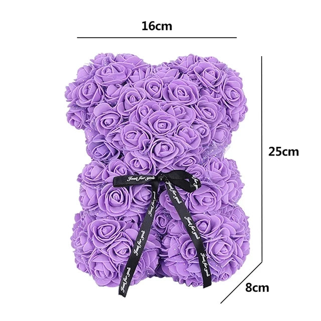 1/2pc 25cm Teddy Rose Bear with Bouquet Purple 2 1pc