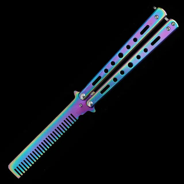 Portable Butterfly Training Knife Rainbow Comb
