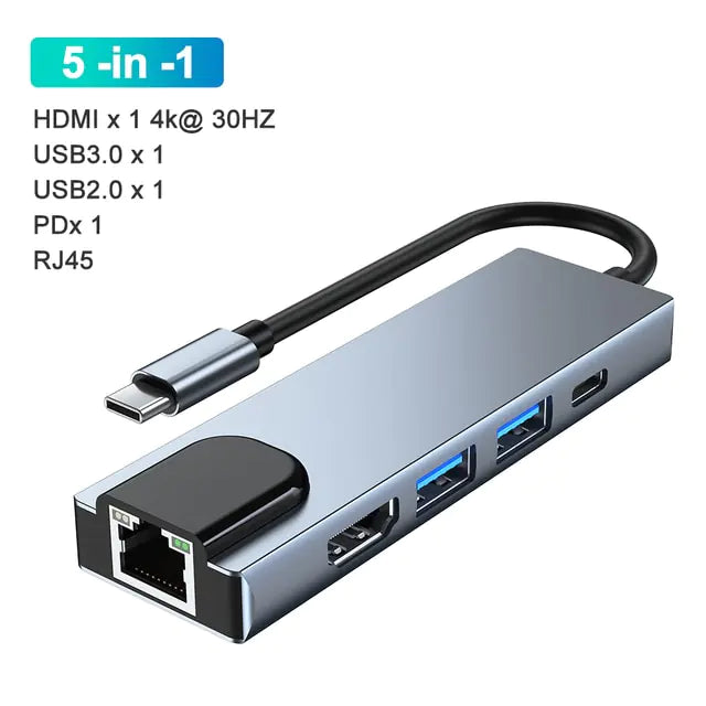 USB-C Multi-Hub Docking Station Dark Gray 5-in-1