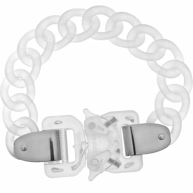 Clear Buckle Men's Chain Necklace Transparent Silver Bracelet 20cm
