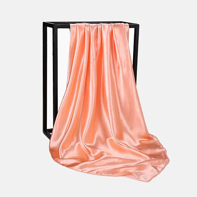 Solid Color Silk Neckerchief Scarf Orange Pink 90x90cm