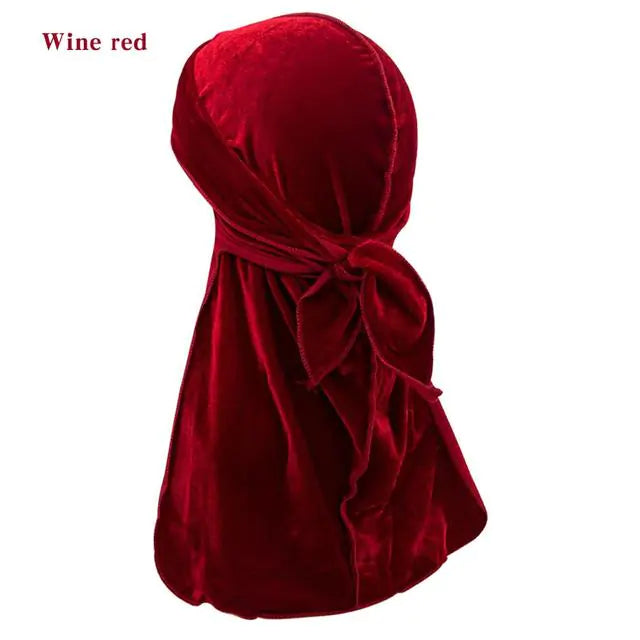 Solid Color Velvet Long Tail Durags Wine Red