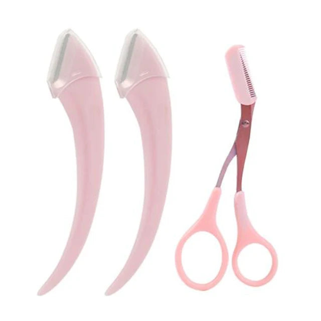 Eyebrow Trimming Scissors With Comb Pink