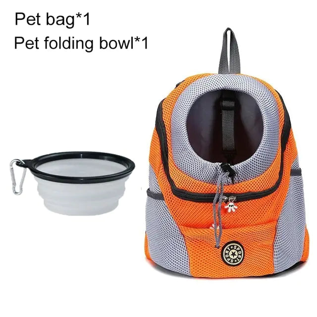 Pet Travel Carrier Bag Orange with Bowl M for 5-10kg