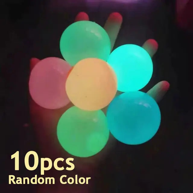 Luminous Sticky Ball Toys Multi-color 10 Pieces