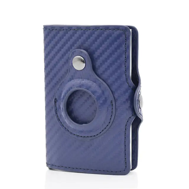 Airtag Money Bag Leather T-Blue L 9.5 x W 6cm