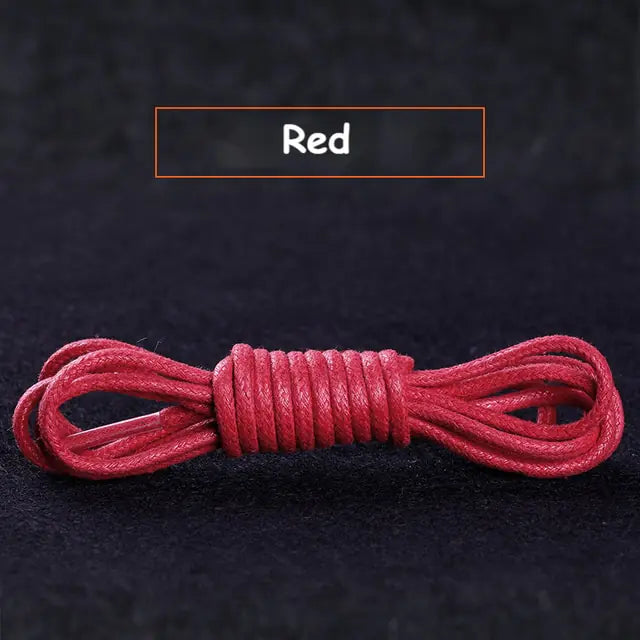 Cotton Waxed Round Shoelaces Set Red 180 cm