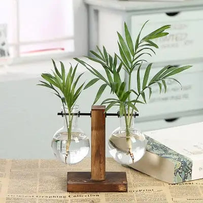 Transparent Plant Vases Wood Parallel Double Bottle