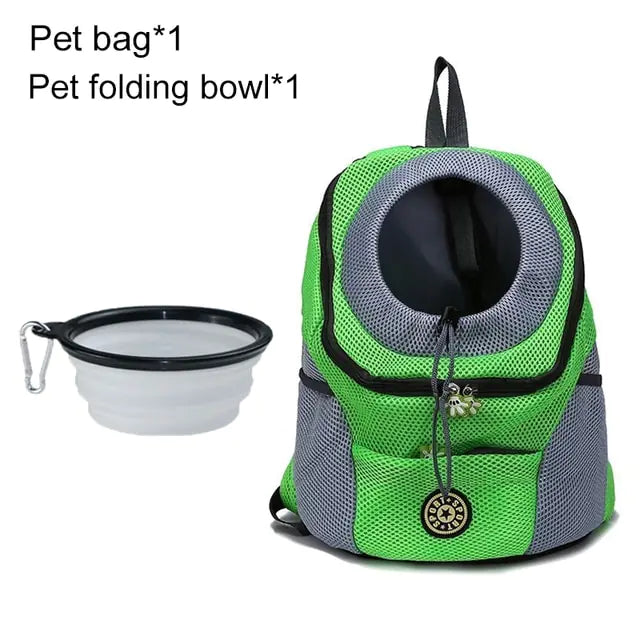 Pet Travel Carrier Bag Green with Bowl L for 10-13kg