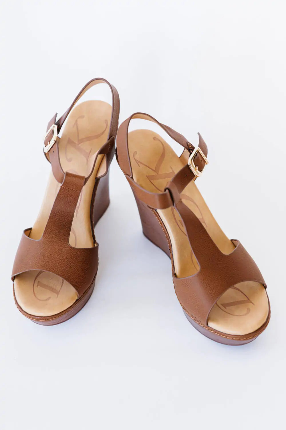 Tan Wedge Platform Sandals 5.5