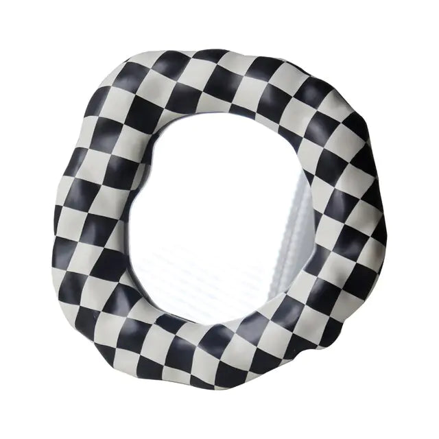 Black & White Checkerboard Vanity Mirror Black and White 29 x29x 3 CM