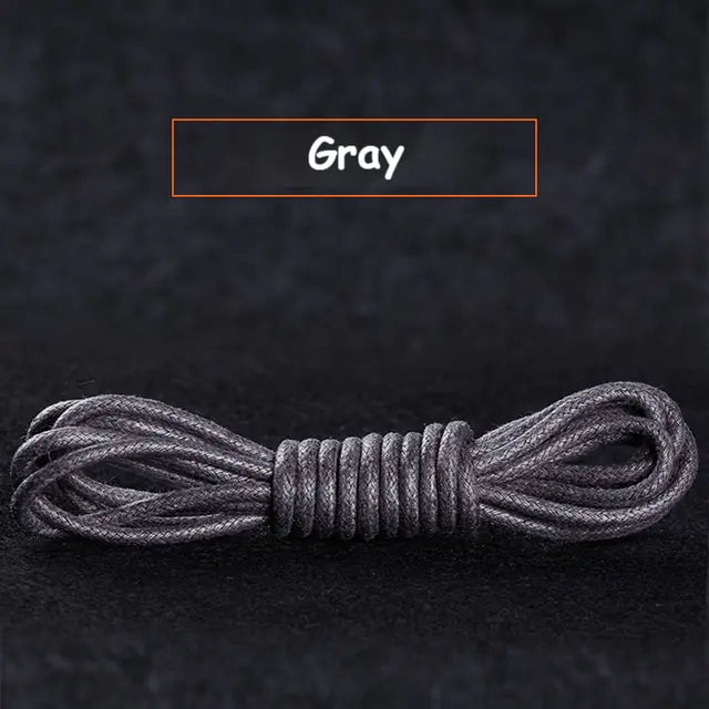 Cotton Waxed Round Shoelaces Set Gray 80cm