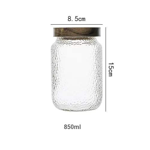 Glass Airtight Canister with Wood Lid Transparent 850ml