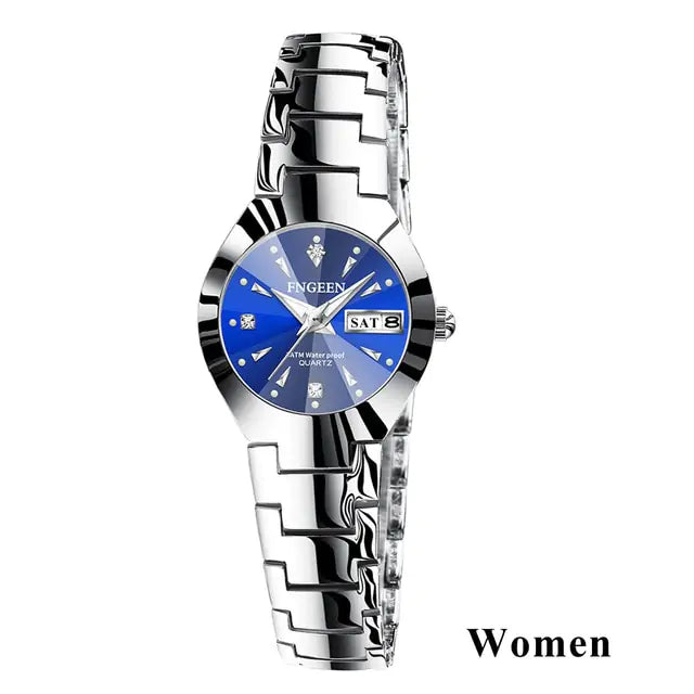 Couple Watches for Lovers Women Silver Blue