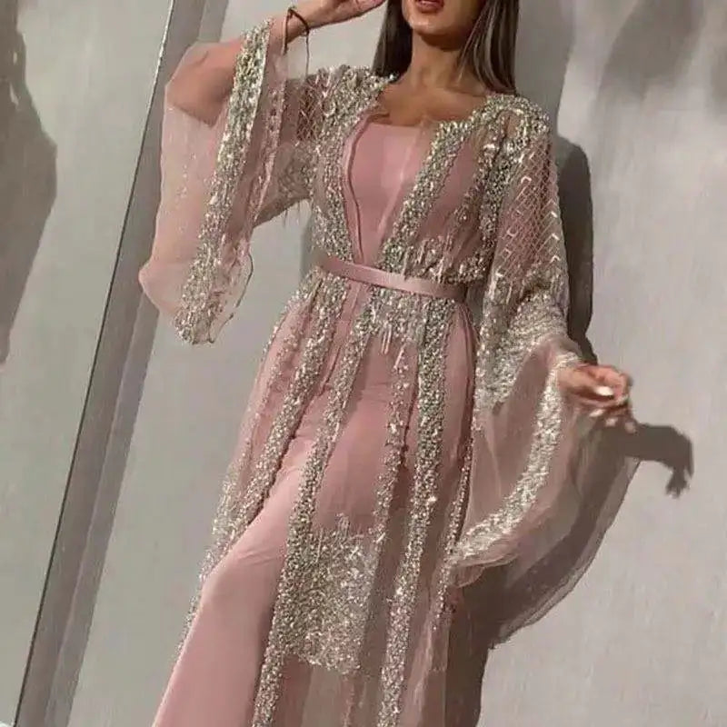 Luxury High Class Abaya Pink S