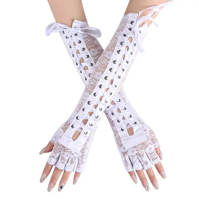 Elbow Length Half-finger Gloves A502-1 One Size