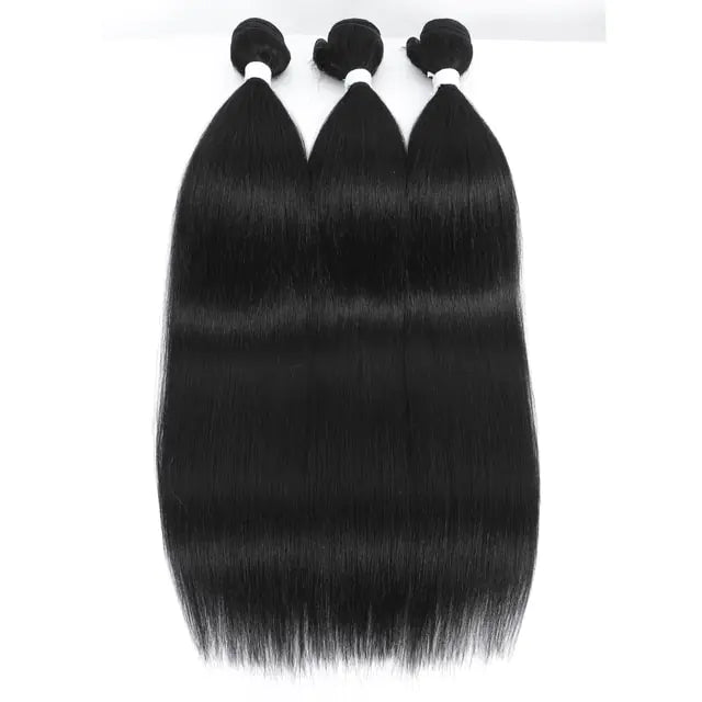 Straight Fake Fibers Hairs Black 1B 70cm-28inches
