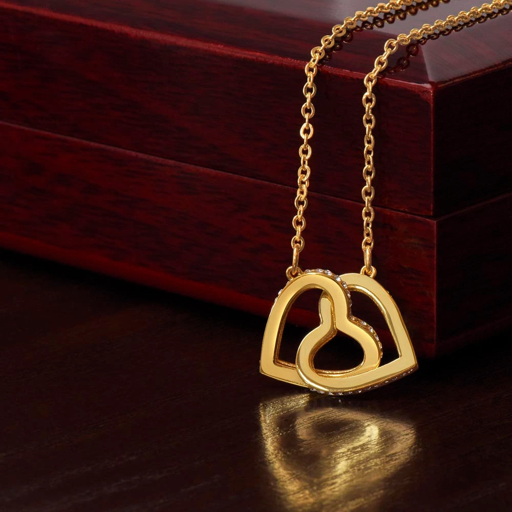 Interlocking Hearts Necklace 18k Yellow Gold Finish Luxury Box 18" - 22" (45.72 cm - 55.88 cm)