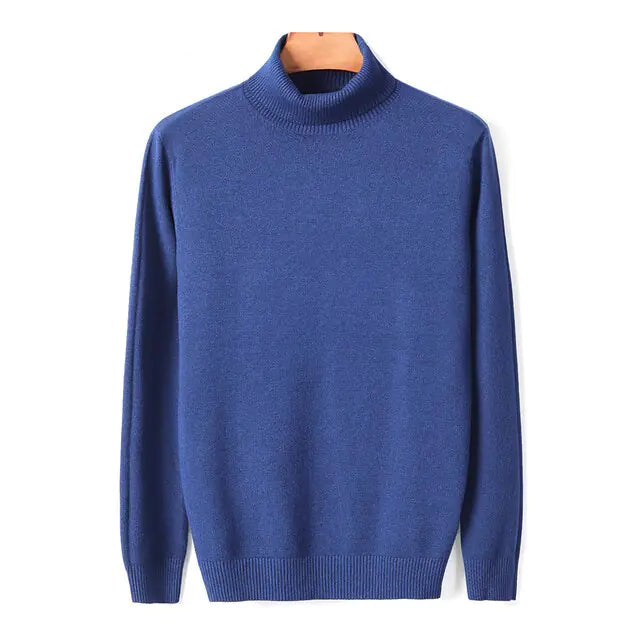 Turtleneck Sweater For Men Blue 4XL
