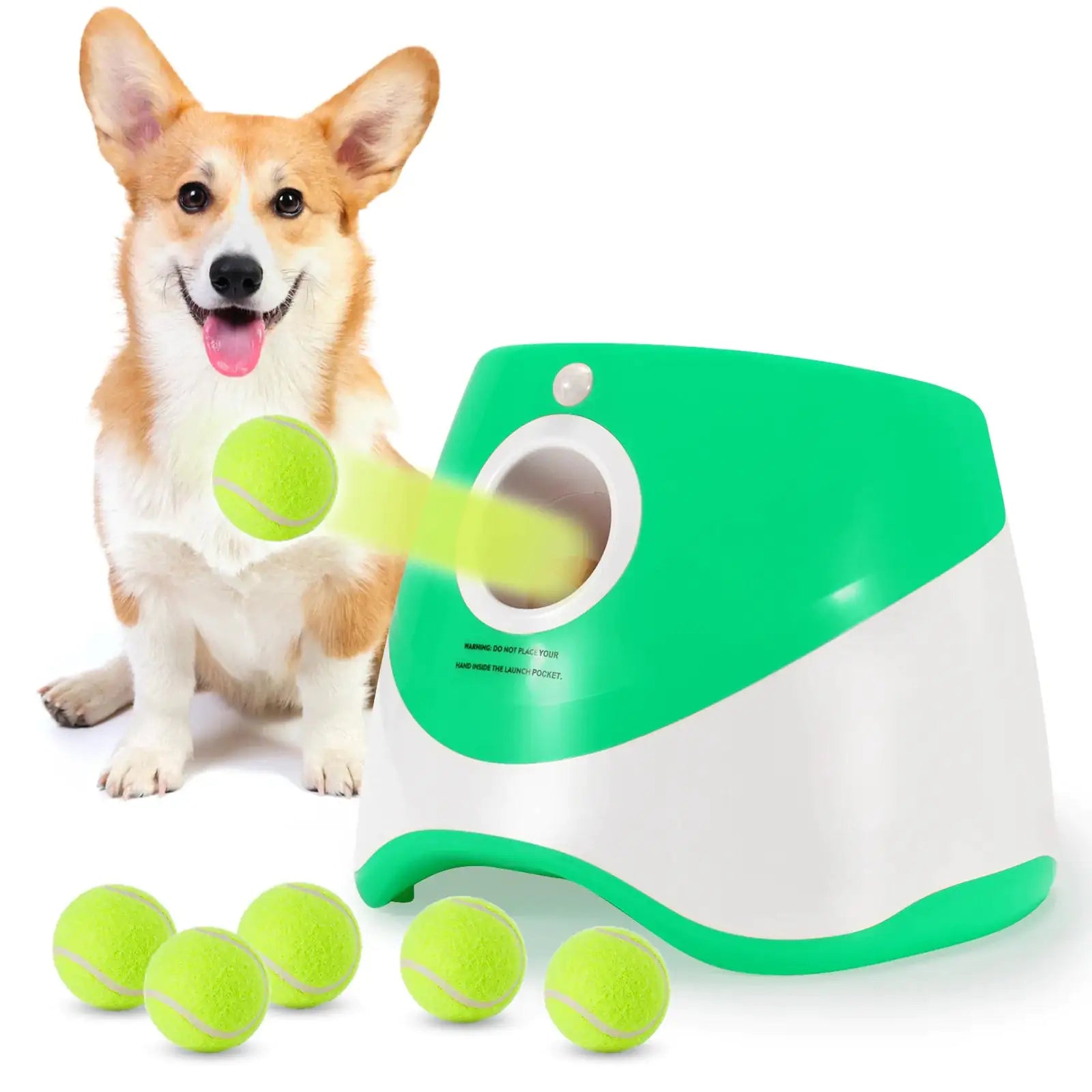 Dog Toy Tennis Ball Launcher Jumping Ball Green 1Host 6 balls CHINA