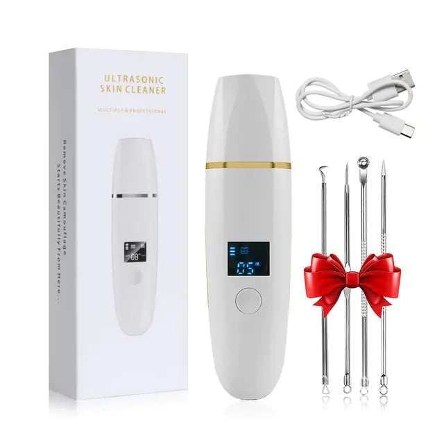 Ultrasonic Skin Scrubber: Facial Cleansing White With Gift