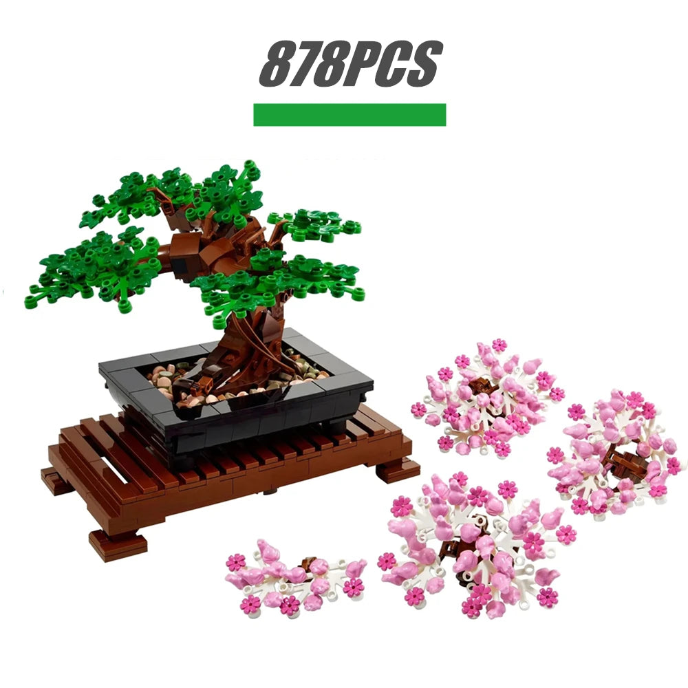 Bonsai Tree Flower Bouquet Perpetual Building Block Bricks Model