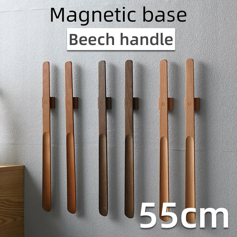 Wooden Long Handle Magnetic Shoehorn