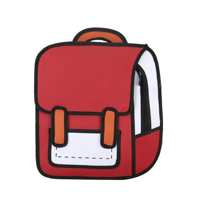 Fashion Unisex Cute Comic Bookbag Red