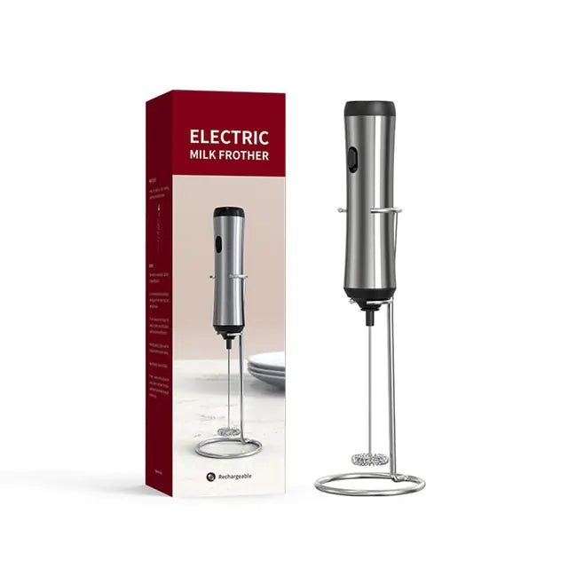 Electric Milk Frother Silver Set A
