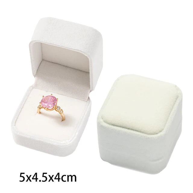 Wholesale Engagement Velvet Earring Ring Packaging Box White 5x4.5x4cm