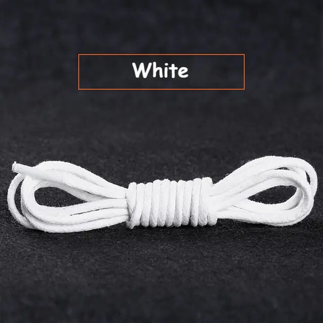 Cotton Waxed Round Shoelaces Set White 180 cm