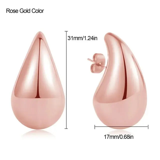Thick Drop Earrings Rose Gold Gold