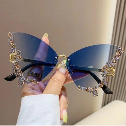 Diamond Butterfly Sunglasses New Blue