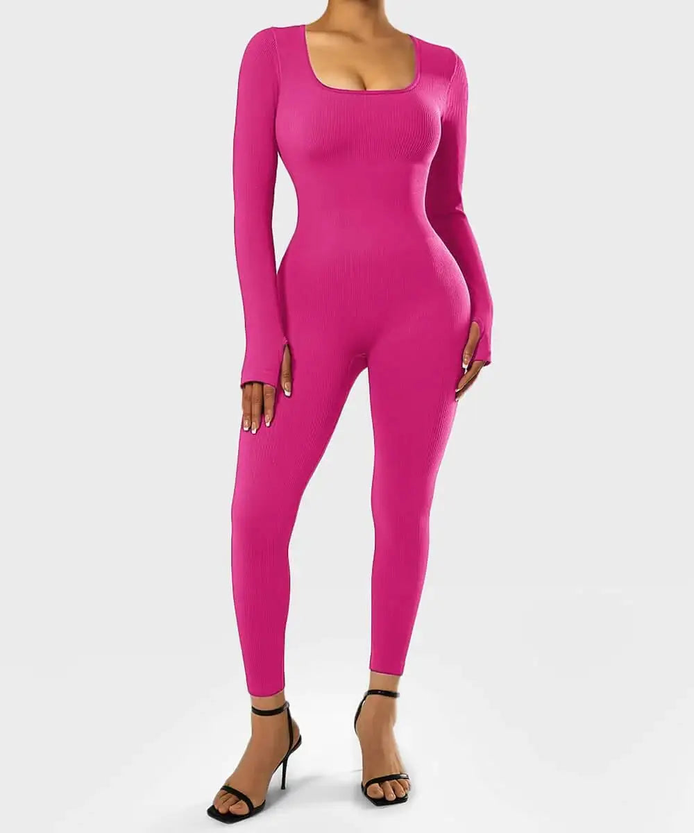 Long Sleeve Jumpsuit Pink XL
