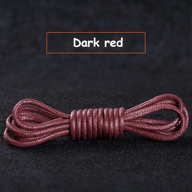 Cotton Waxed Round Shoelaces Set Dark Red 120cm