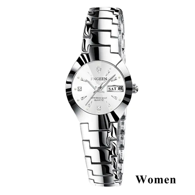 Couple Watches for Lovers Women Silver White