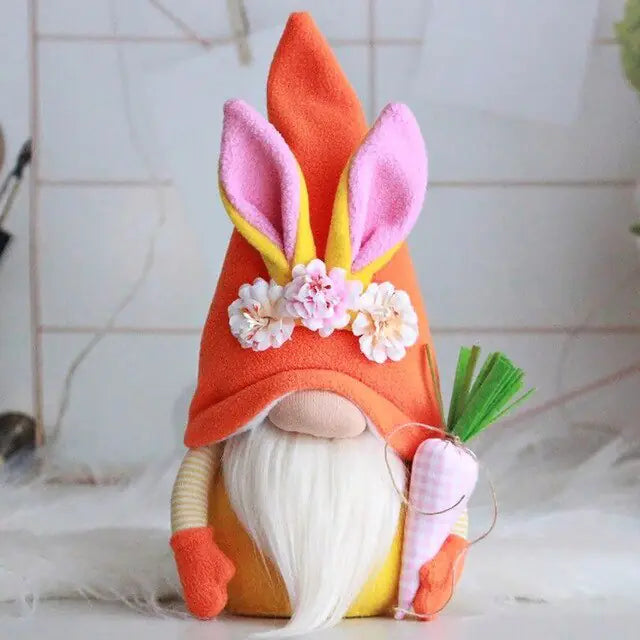 Easter Faceless Doll Decoration Bunny Orange
