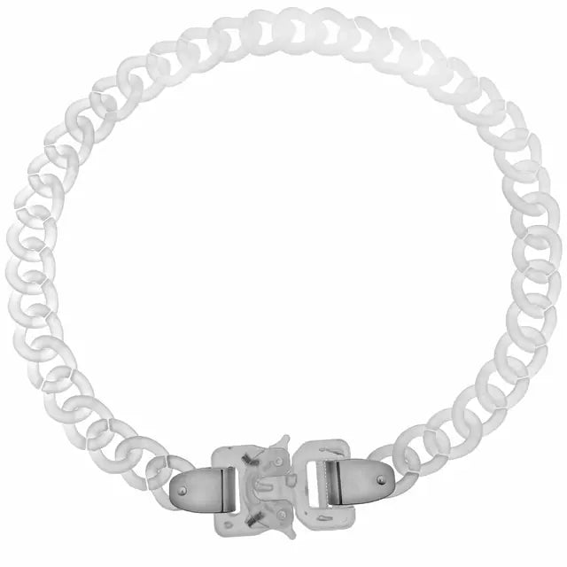 Clear Buckle Men's Chain Necklace Transparent Silver Necklace 45cm