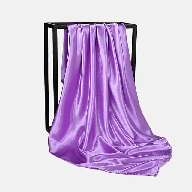 Solid Color Silk Neckerchief Scarf Purple 90x90cm