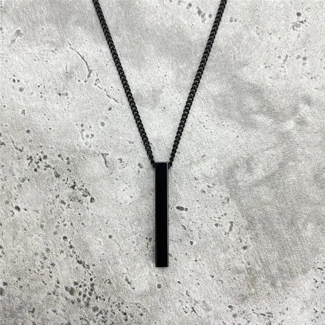 Rectangle Pendant Necklace Black 60cm
