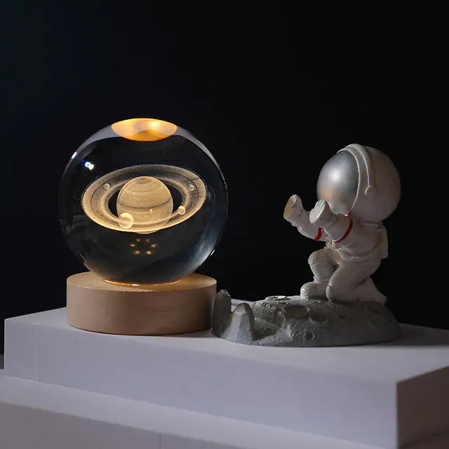 3D Laser Engraved Solar System Ball with LED Light Base P 8cm