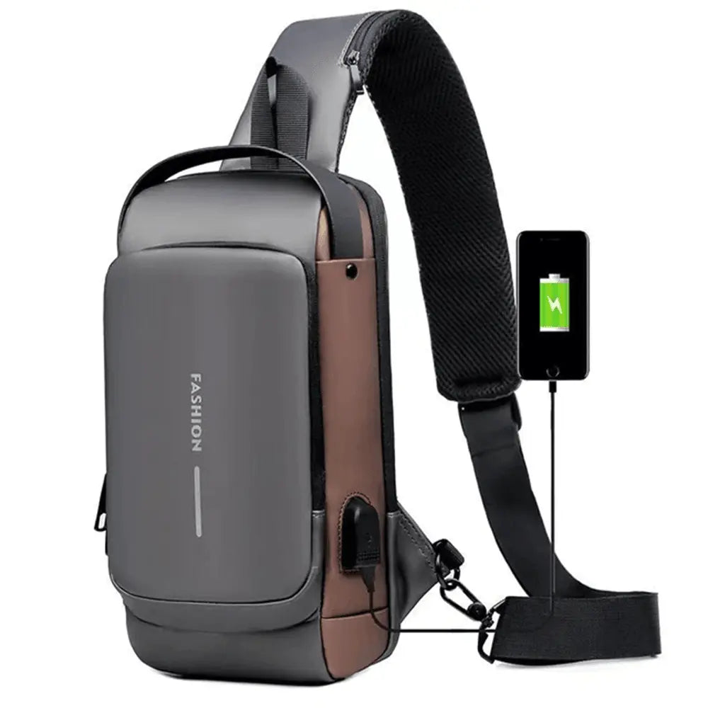 Shoulder bag with USB charging Black