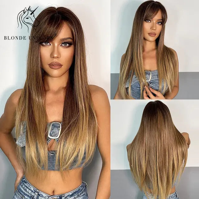 Synthetic Long Brown Wig
