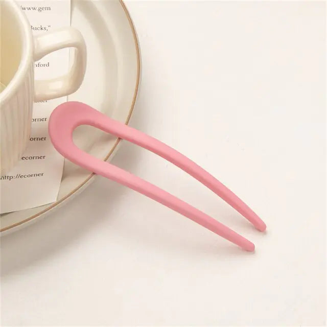 Fashion Candy Color Hair Sticks for Women Pink