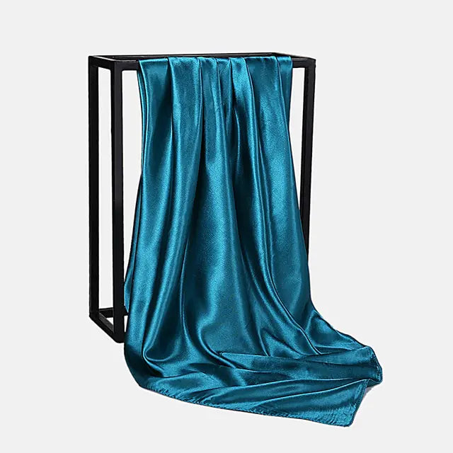 Solid Color Silk Neckerchief Scarf Dark Blue 90x90cm