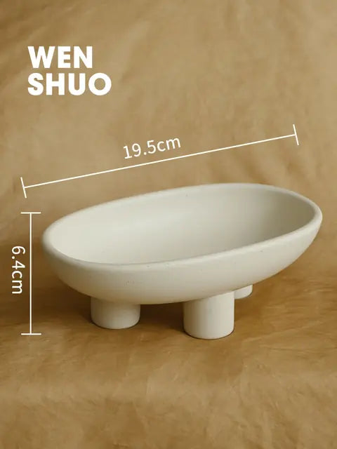 Three-Legs Ceramic Soap Dish Creme Glaze 19.5 x 6.4 CM