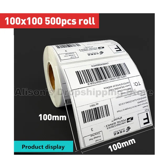 Thermal Label Paper Stand Sticker Rolls Label-100x100-500pcs Label-100x100-500pcs